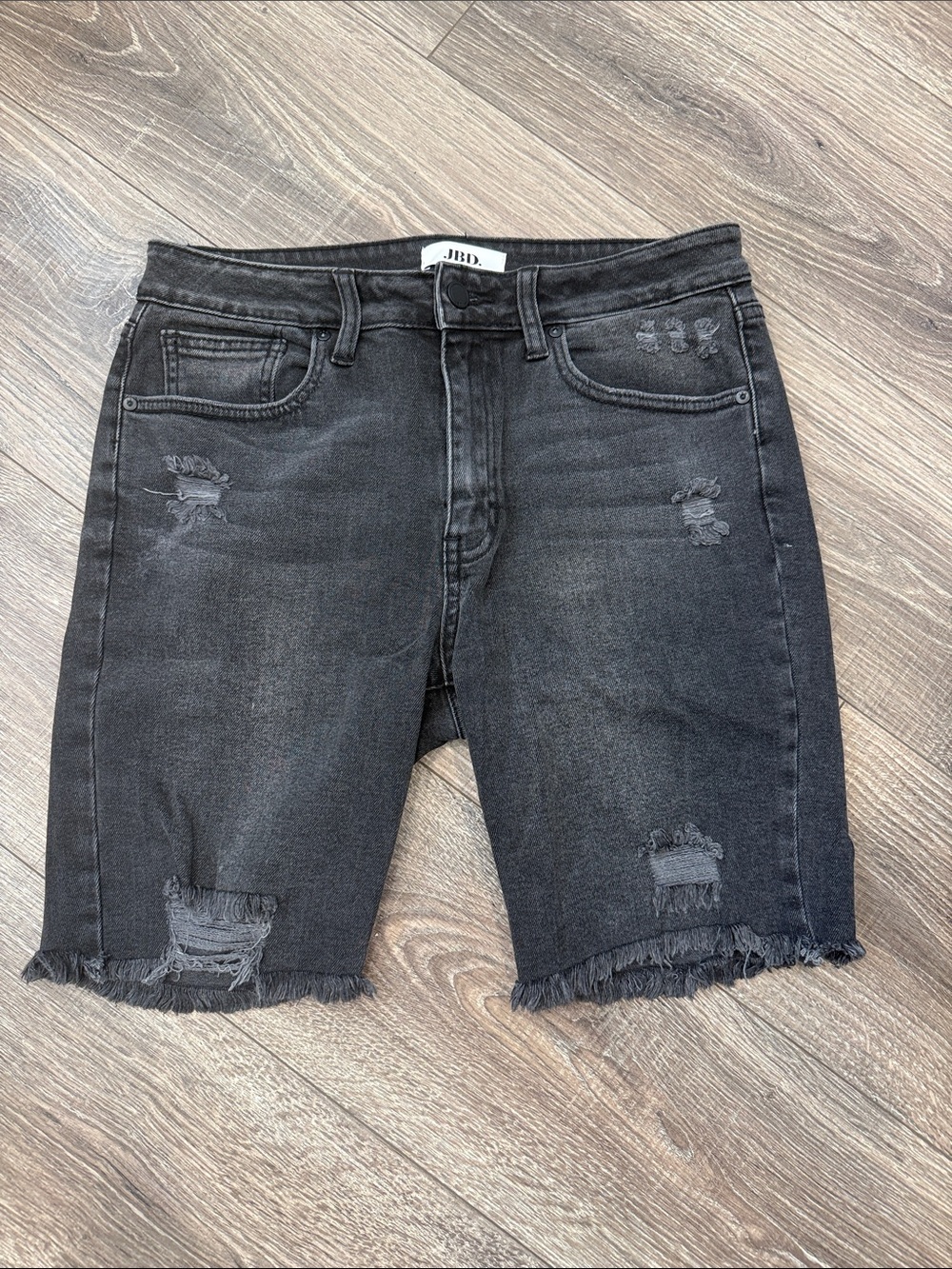 JBD Distressed Black Denim Bermuda Shorts size medium
